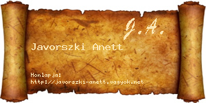 Javorszki Anett névjegykártya